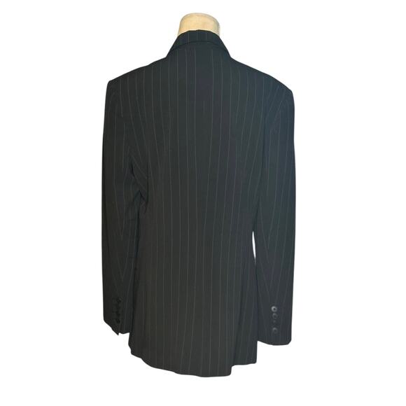 Norma Kamali black pin striped boyfriend jacket blazer size 10 - Picture 2 of 10